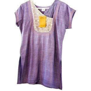 Orvis Lavender Embroidered Tunic Top